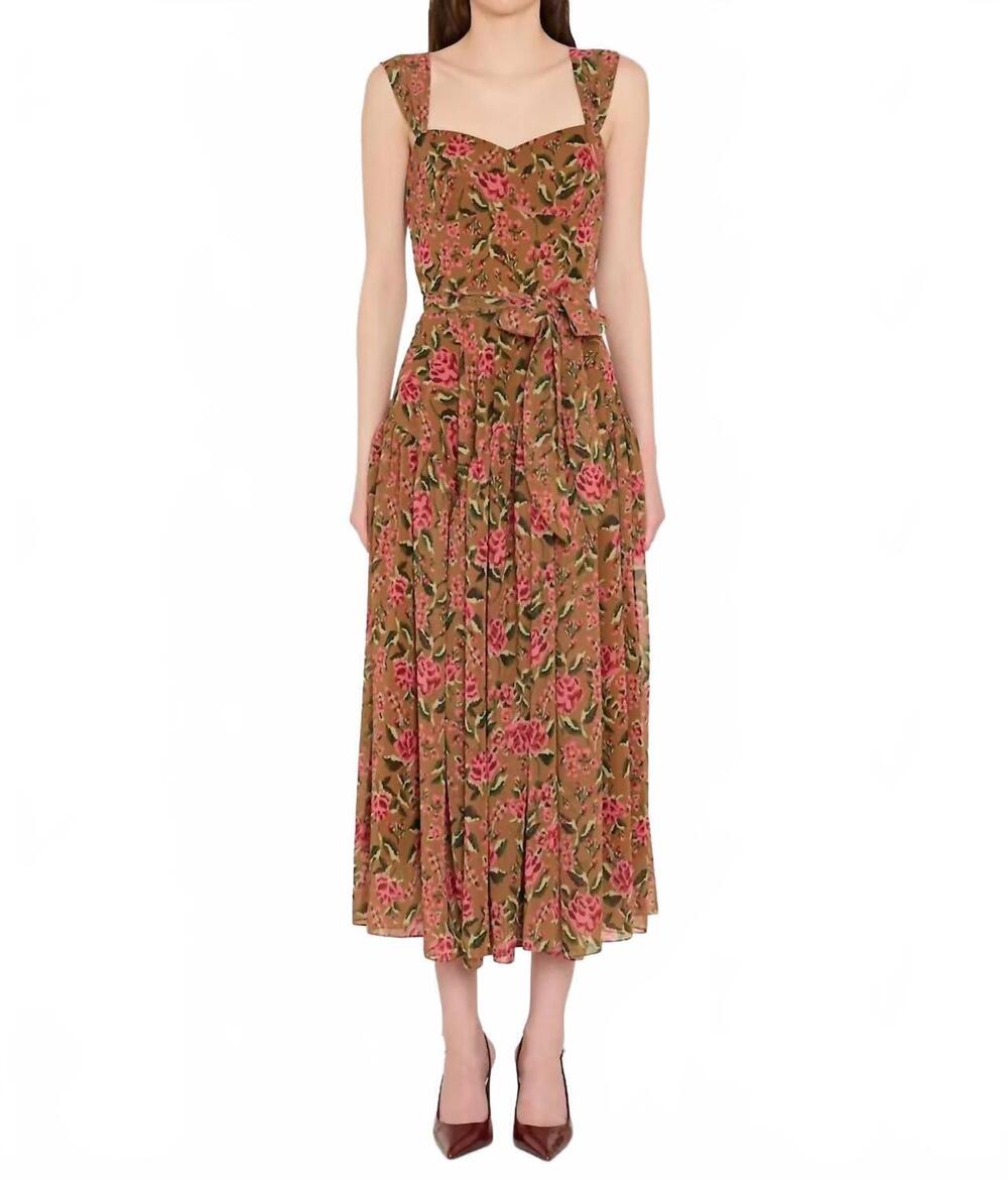 NEW AMANDA UPRICHARD silke midi dress in evening rose print